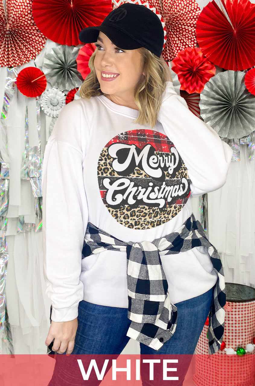 Retro Cheetah Merry Christmas Sweatshirt
