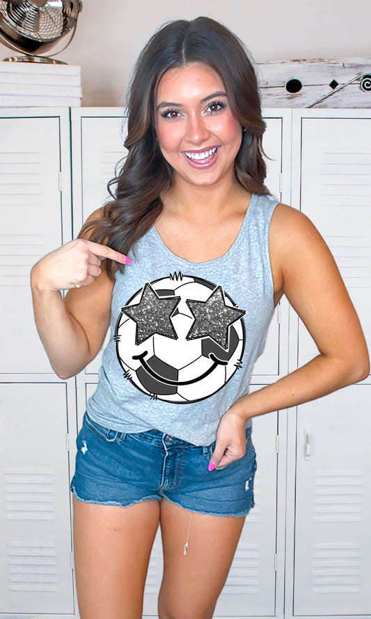 Soccer Star Smiley Graphic Tank Top