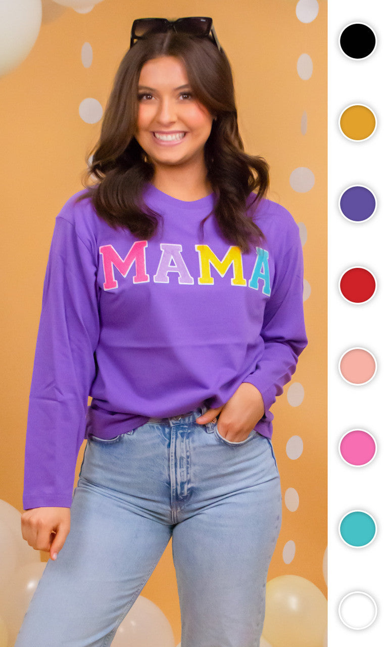 Soft Chenille Mama Boyfriend Long Sleeve