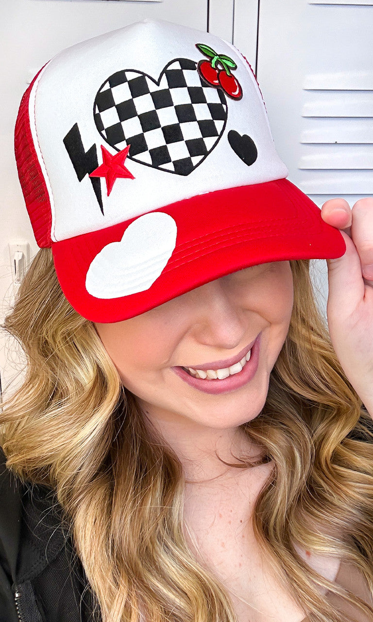 Checkerboard Cherry Patch Trucker Hat