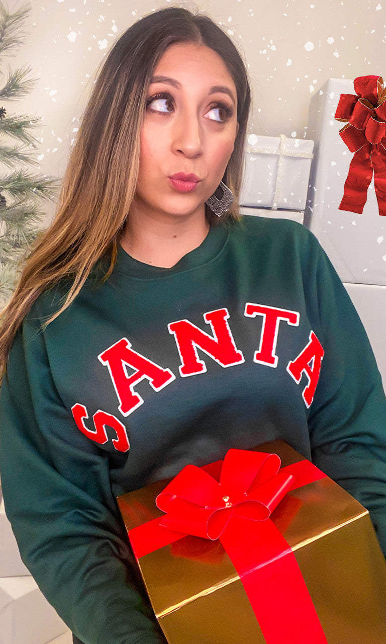 Soft Chenille Santa Graphic Sweatshirt