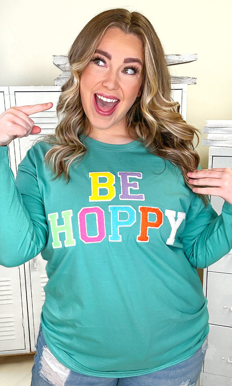 Soft Chenille Be Hoppy Easter Adult Long Sleeve Shirt