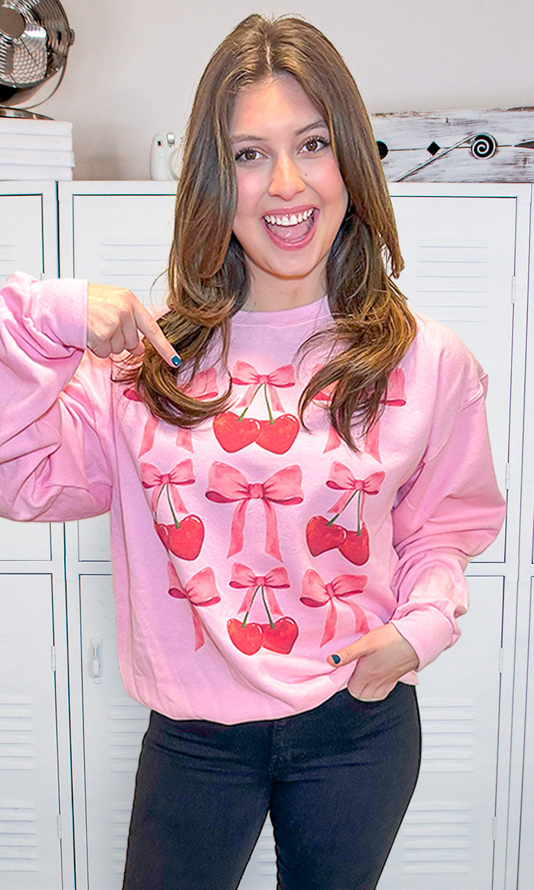 Multi Cherry Bow Graphic Sweatshirt