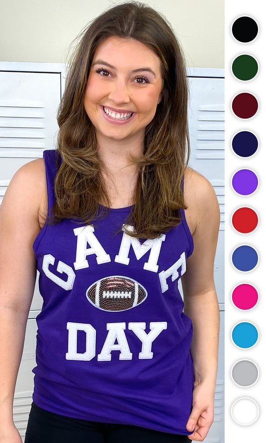 Game Day Sparkle Football Tank Top