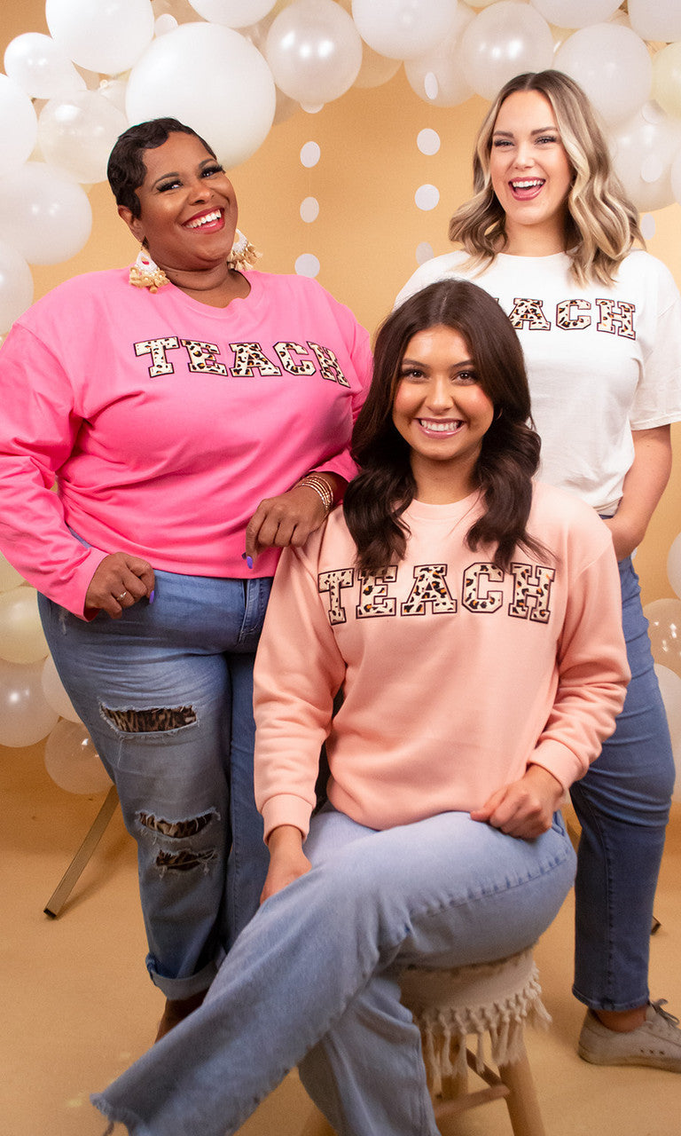 Leopard Ideal Chenille Teach Sweatshirt