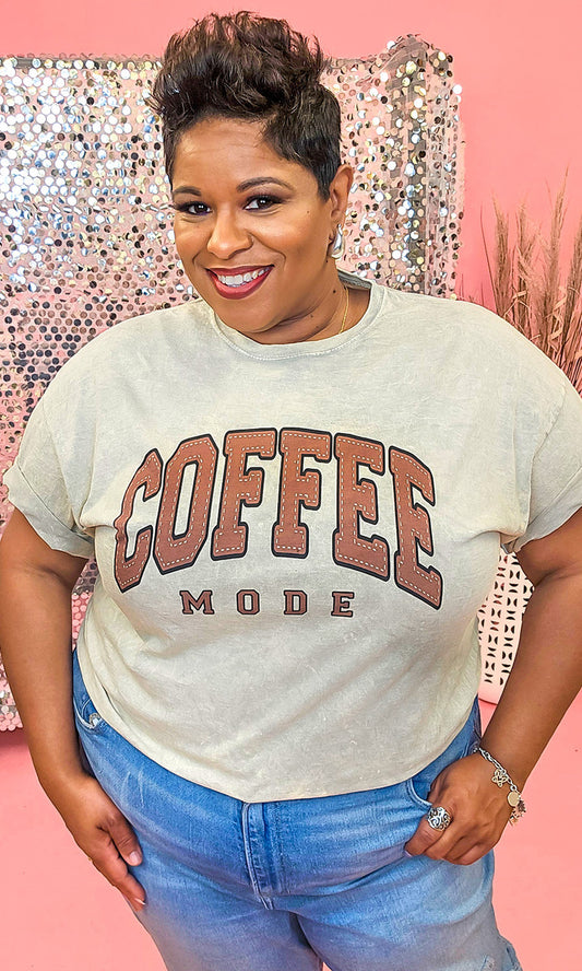 Coffee Mode Mineral Washed Taupe Graphic Shirt