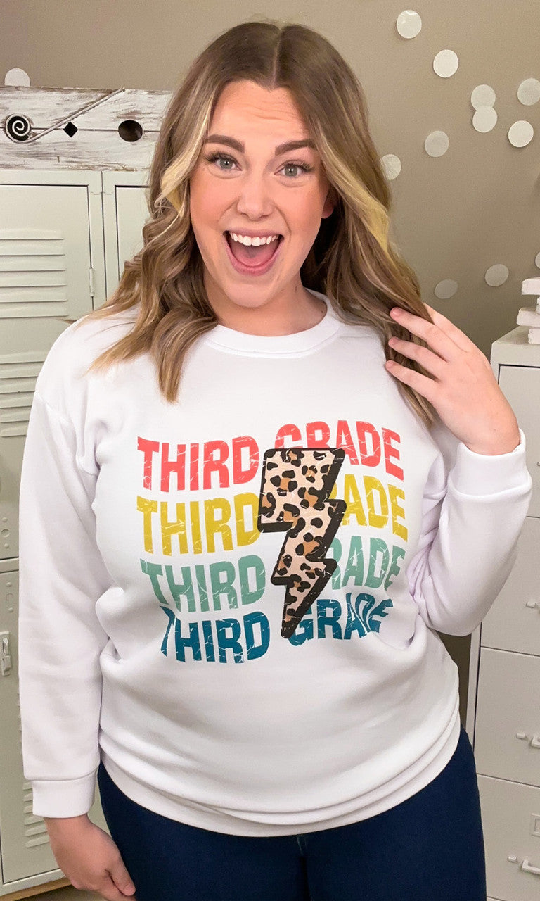 School Leopard Lightning Bolt Graphic Sweatshirt