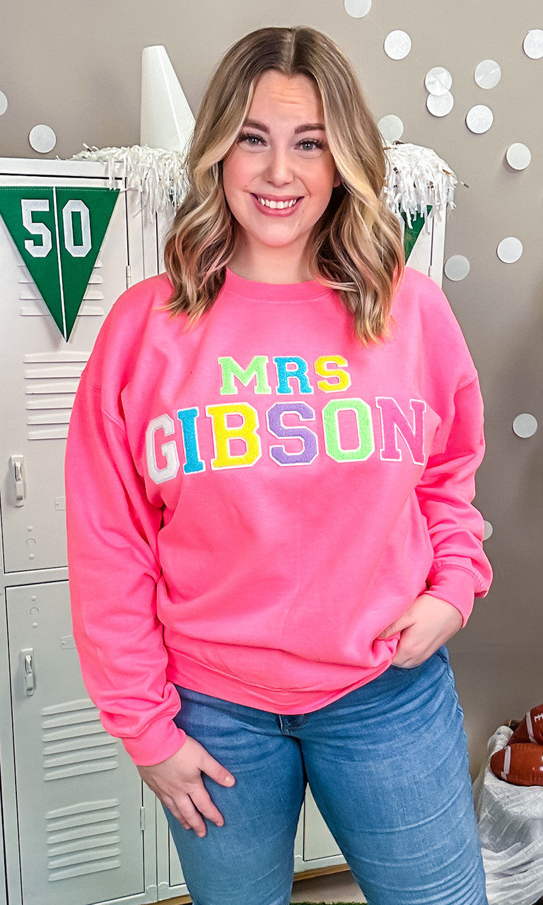 Soft Chenille Custom My Name Is Sweatshirt
