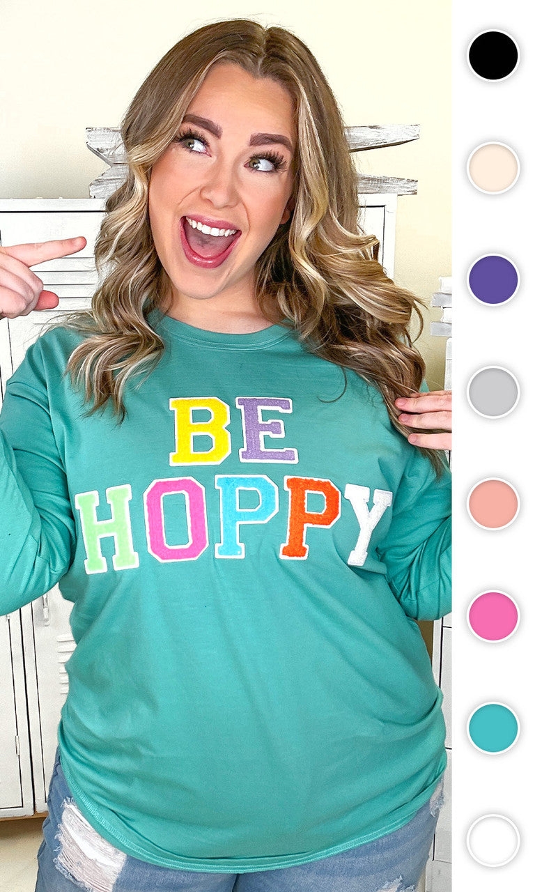 Soft Chenille Be Hoppy Easter Adult Long Sleeve Shirt