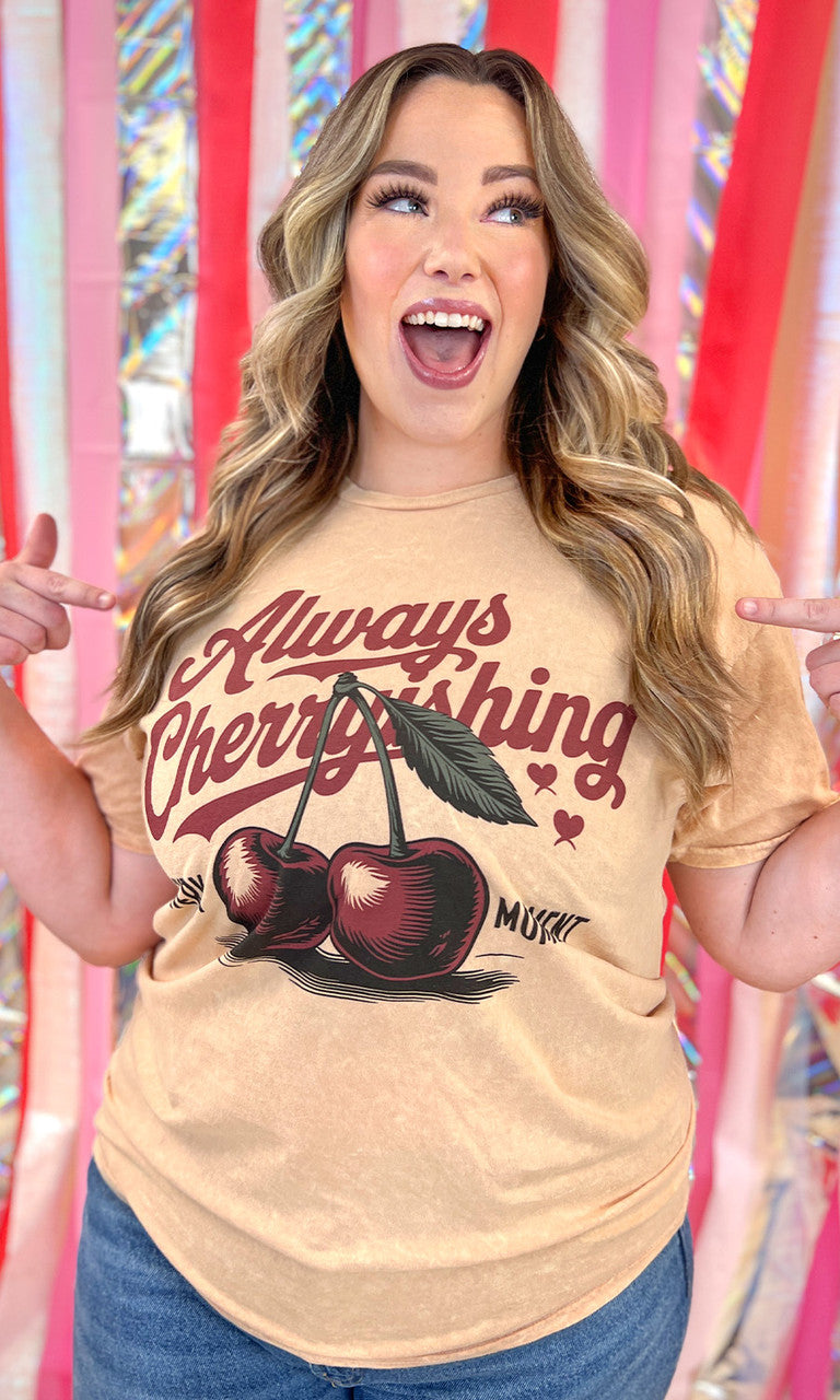 Always Cherryishing Mineral Washed Graphic T-Shirt