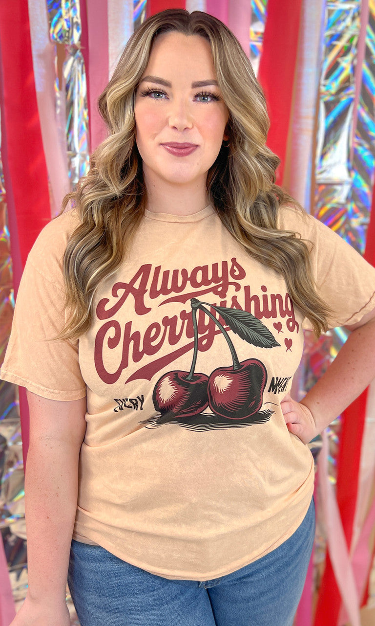 Always Cherryishing Mineral Washed Graphic T-Shirt