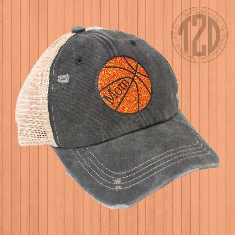Vintage Glitter Sport Hat Mom Basketball