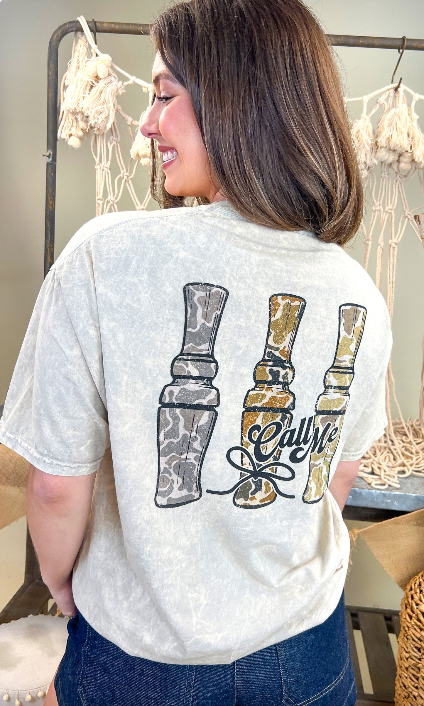 Call me Duck Calls Mineral Washed Graphic Shirt