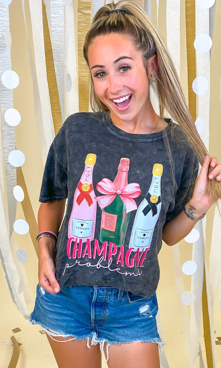Champagne Problems Mineral Washed Graphic Shirt