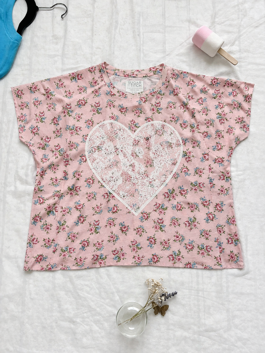 Heart Lace Graphic AOP Edgy Graphic Shirt