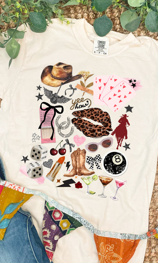 Cowgirl Things Collage Comfort Color Graphic T-Shirt