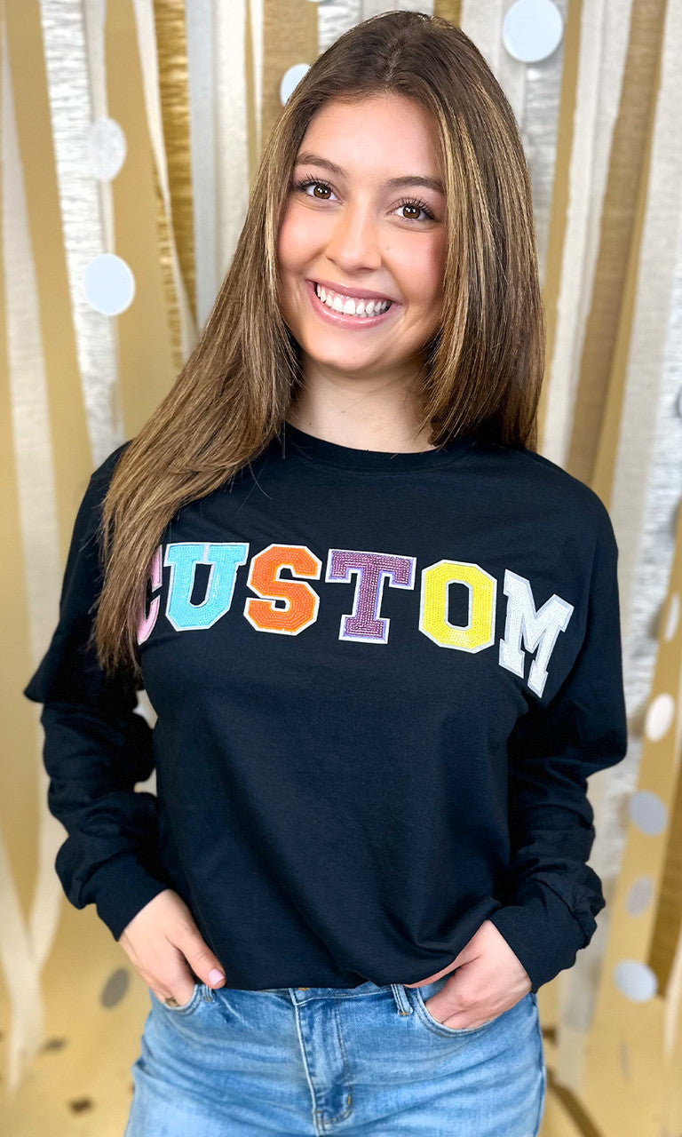 Custom Sequin Long Sleeve Graphic T-Shirt