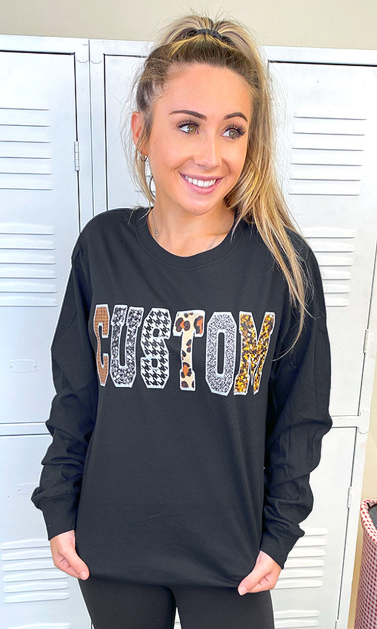 Custom Stitch Pattern Graphic Long Sleeve T-Shirt