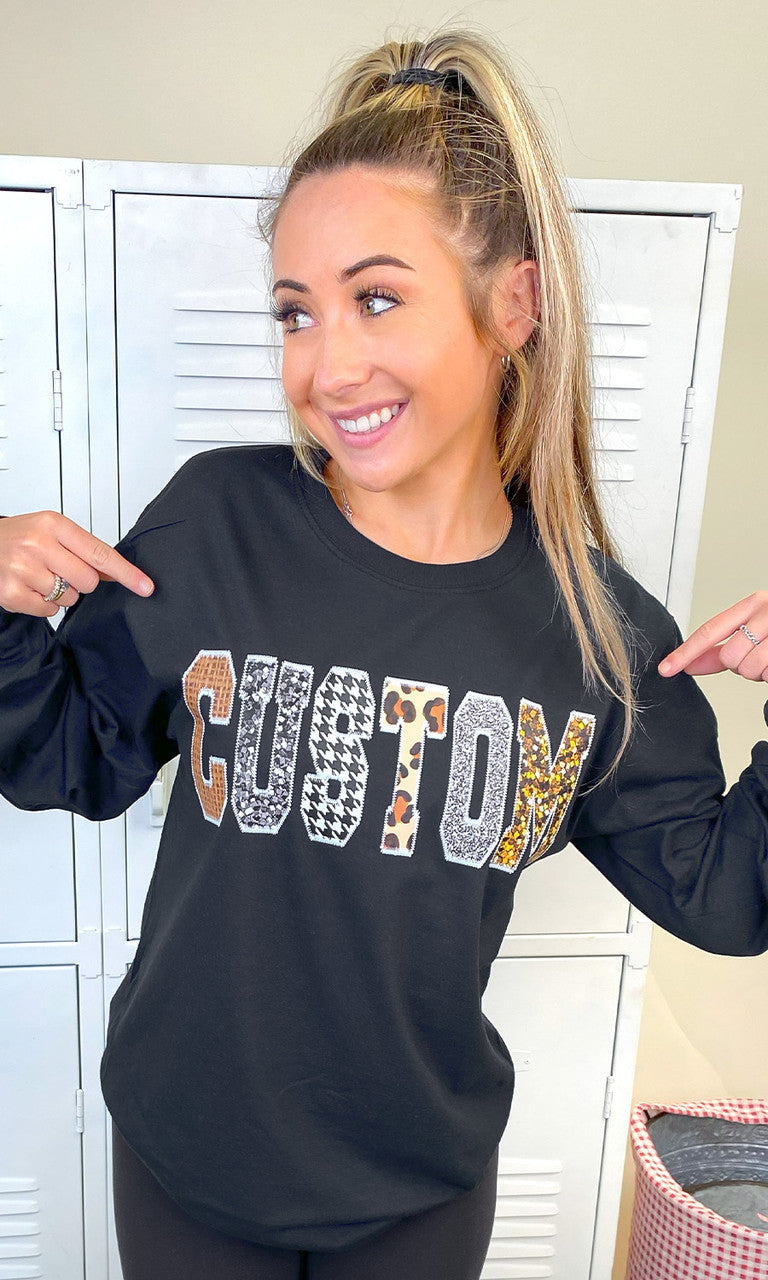 Custom Stitch Pattern Graphic Long Sleeve T-Shirt
