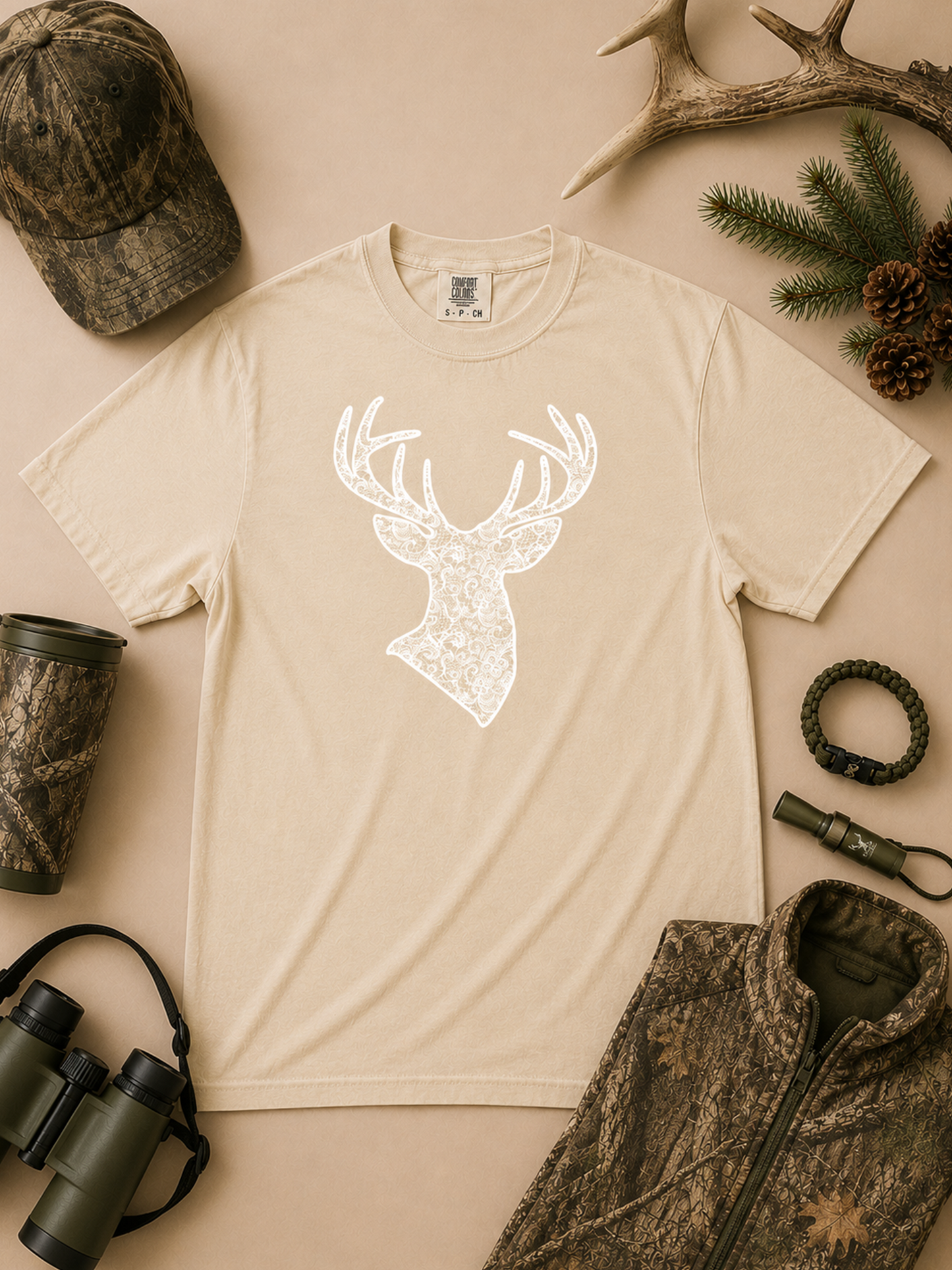 Lace Buck Graphic Comfort Color Graphic T-Shirt