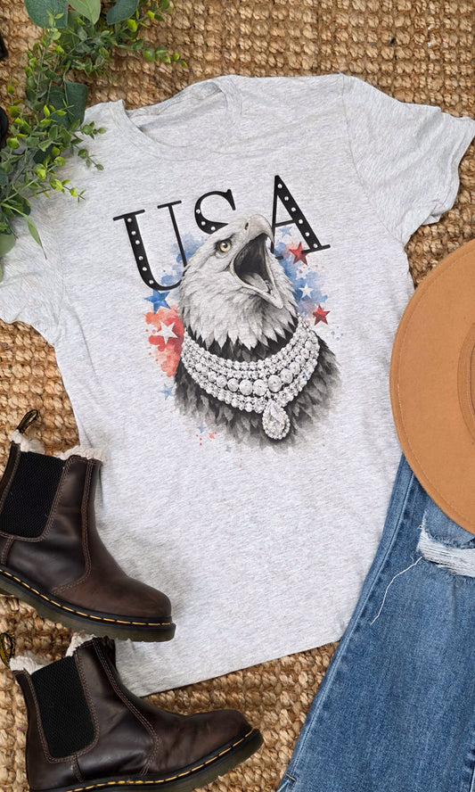 Eagle USA with Rhinestones Graphic T-Shirt