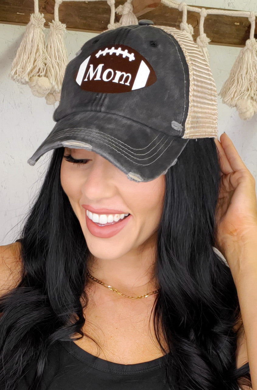 Vintage Glitter Sport Hat Mom Football