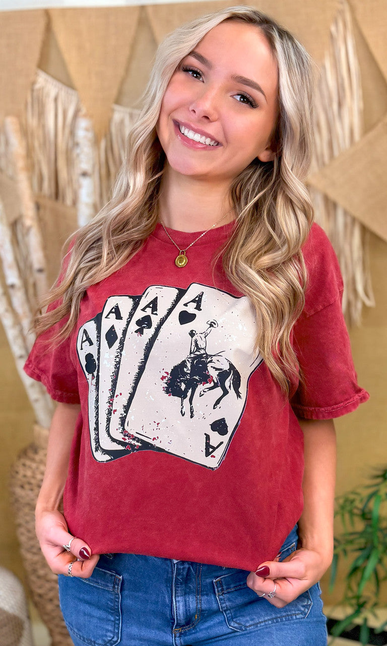 Four of a Kind Mineral Washed Graphic T-Shirt