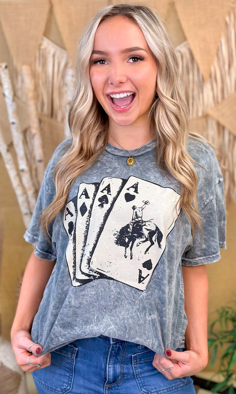 Four of a Kind Mineral Washed Graphic T-Shirt
