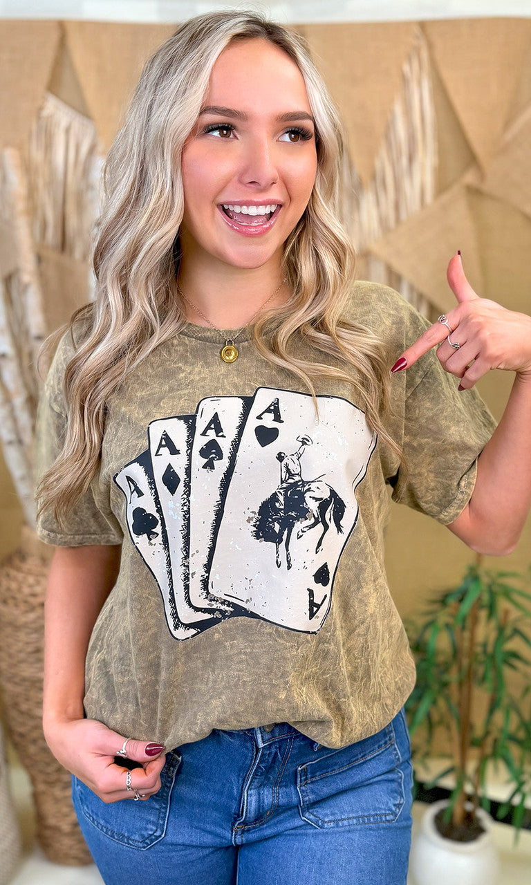 Four of a Kind Mineral Washed Graphic T-Shirt