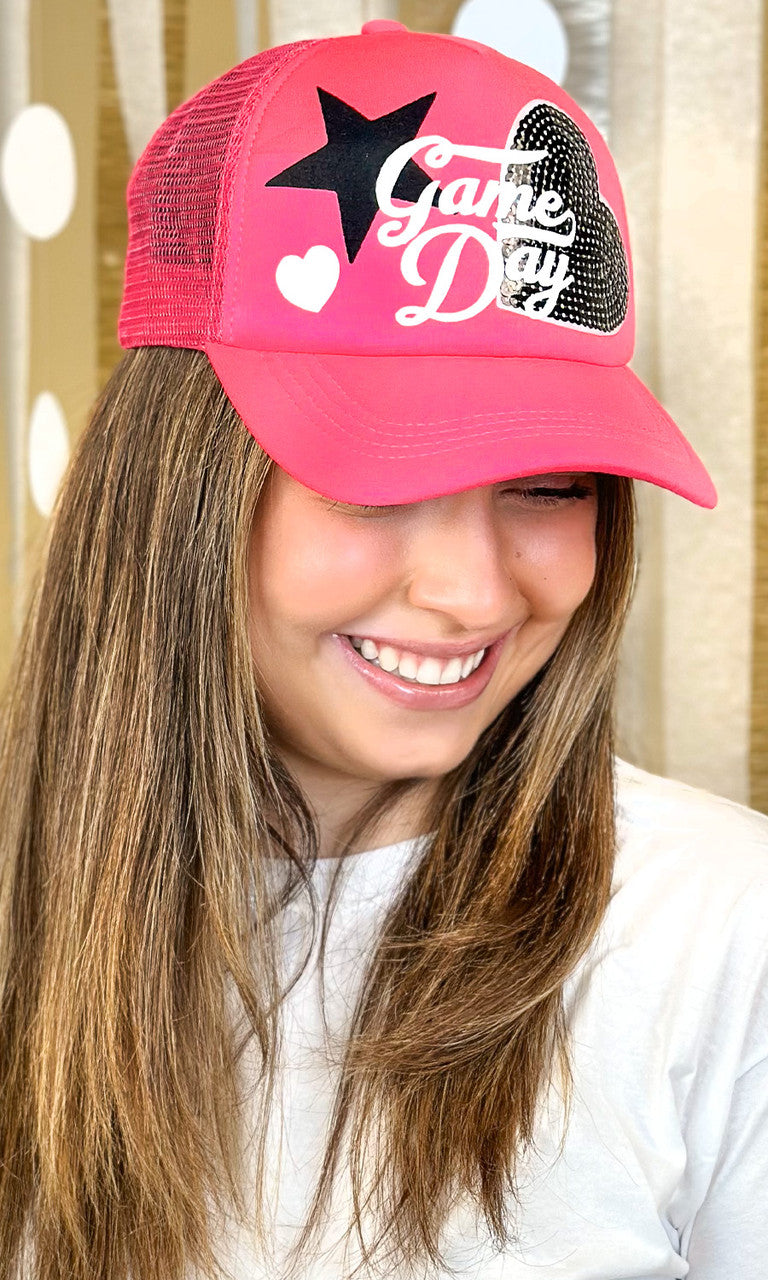 Game Day Sequin Patch Trucker Hat