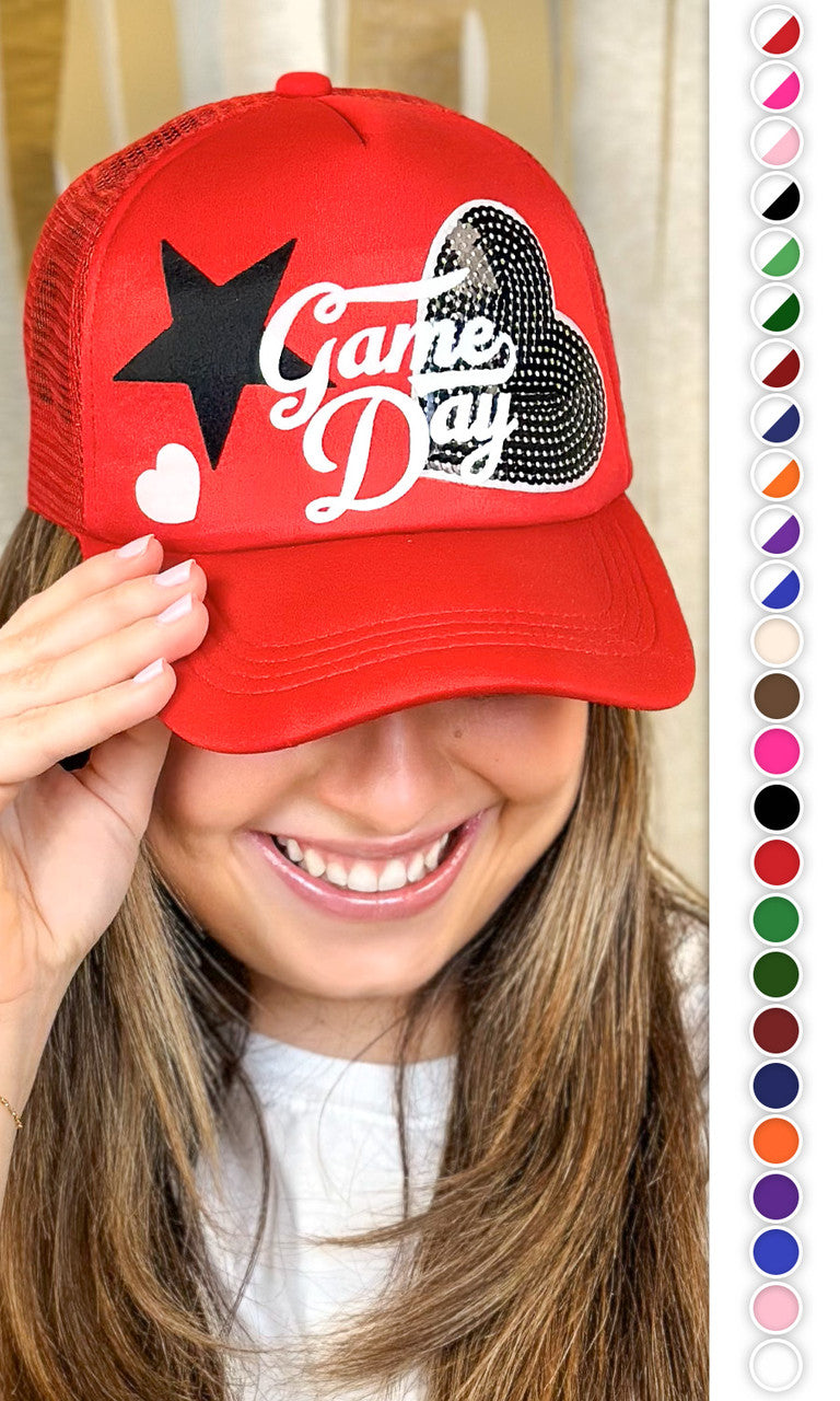 Game Day Sequin Patch Trucker Hat