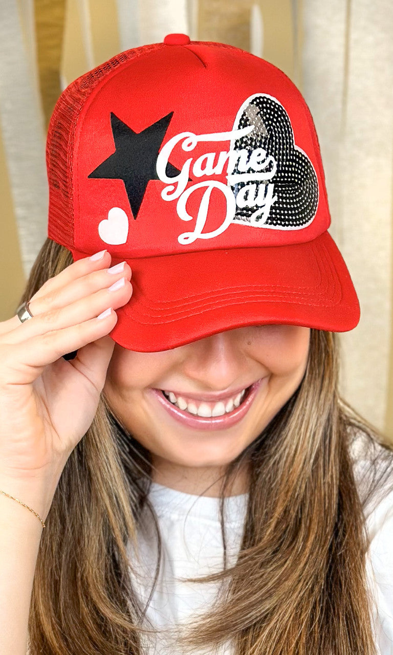 Game Day Sequin Patch Trucker Hat