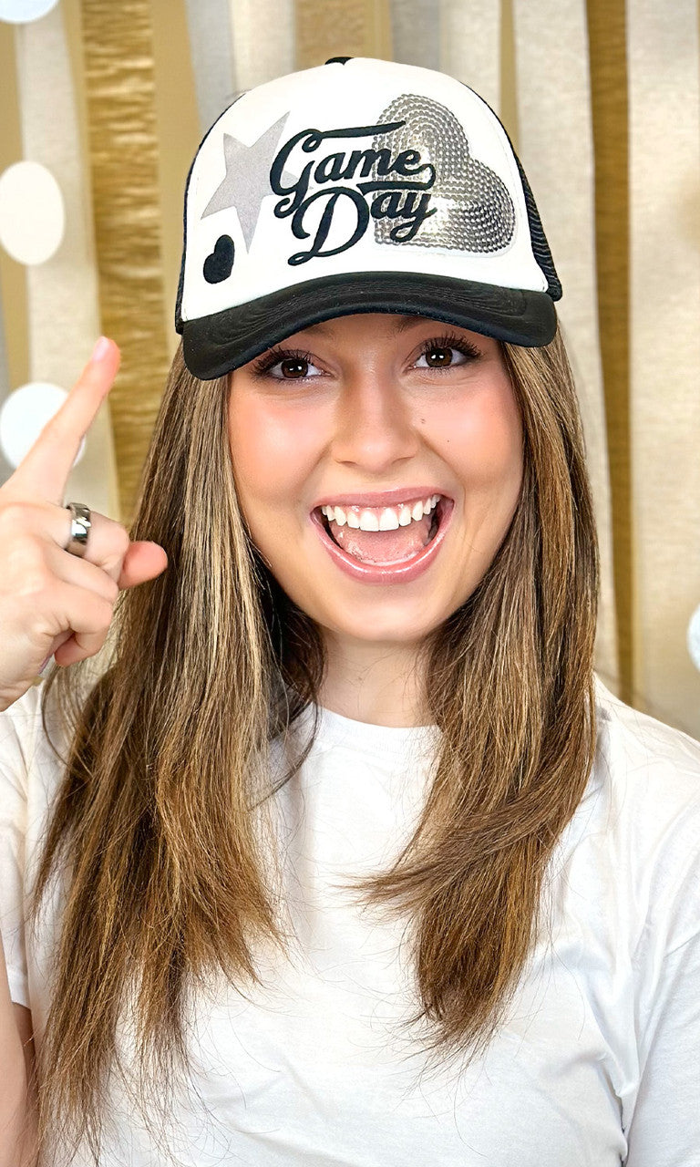 Game Day Sequin Patch Trucker Hat