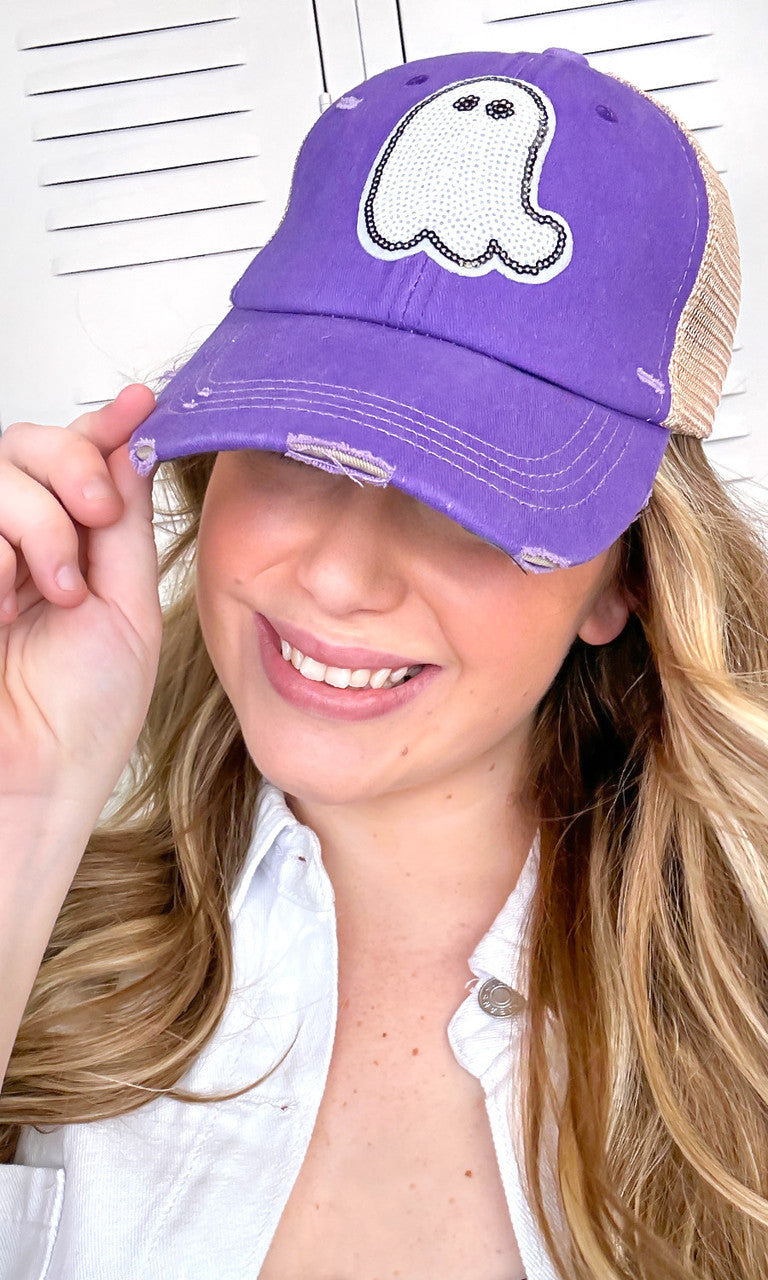 Ghost Sparkle Sequin Vintage Hat