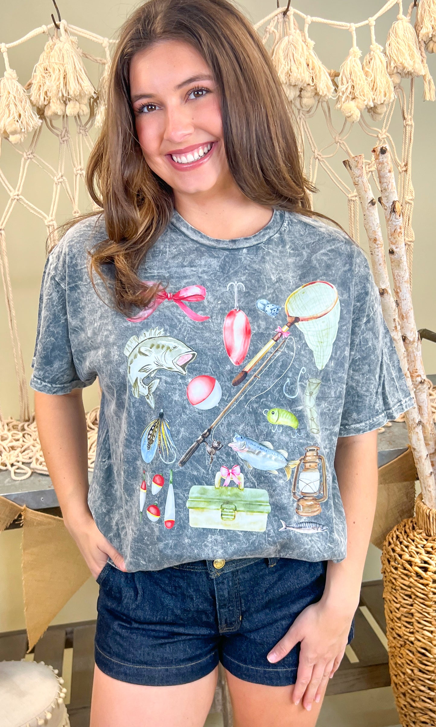Girly Fishing Mineral Washed Graphic Shirt