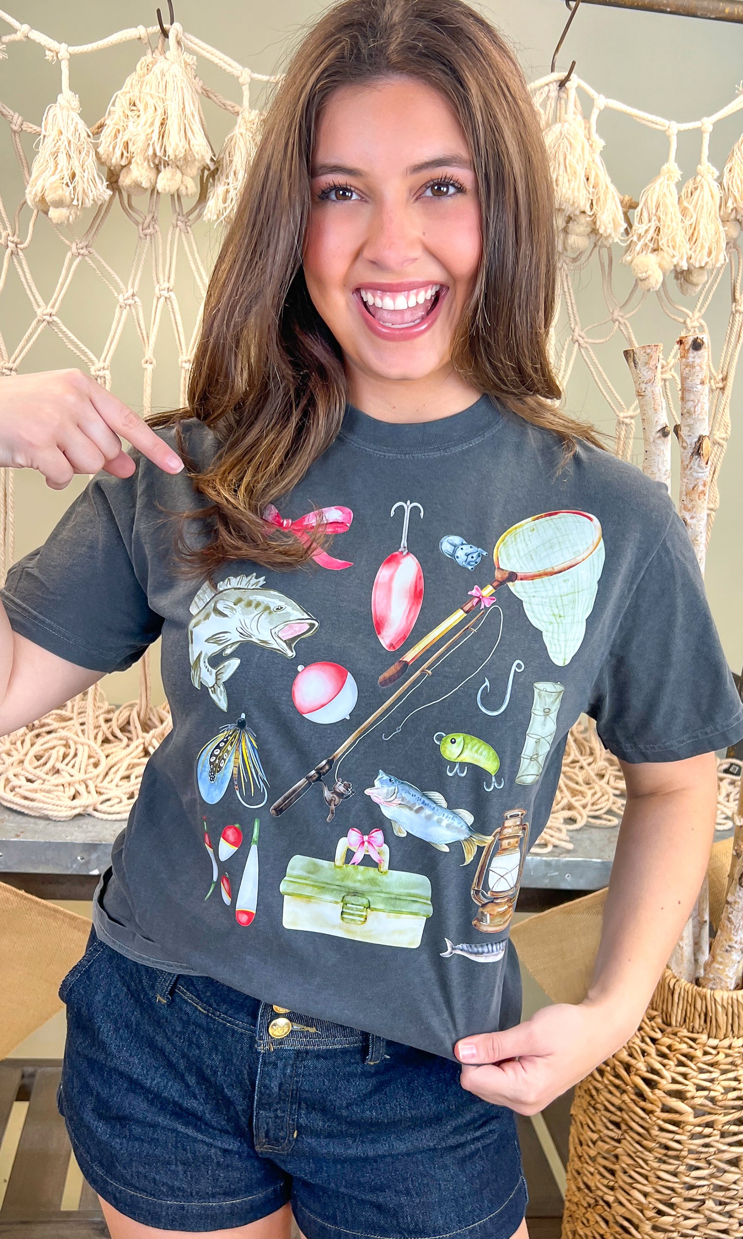 Girly Fishing Comfort Color Graphic T-Shirt