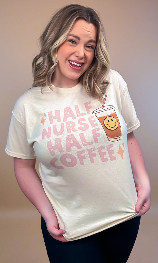 Half Nurse Half Coffee Graphic T-Shirt