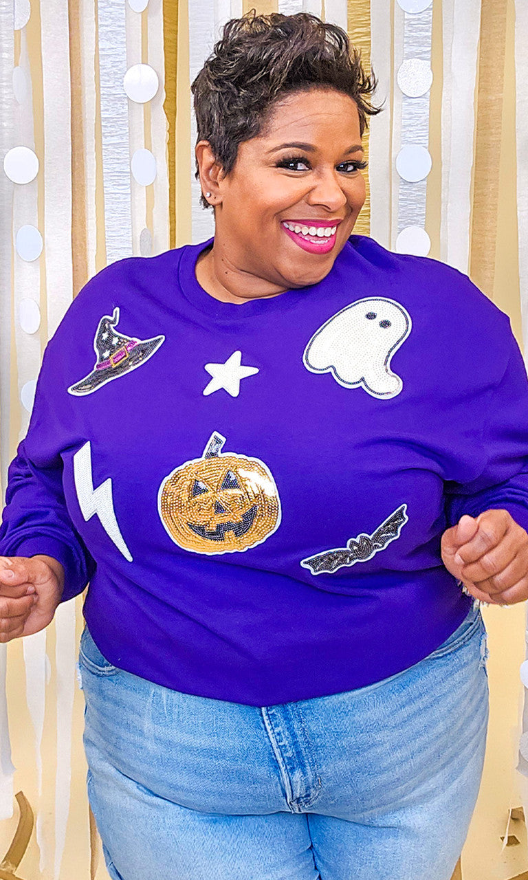 Halloween Things Sequin Graphic Long Sleeve T-Shirt
