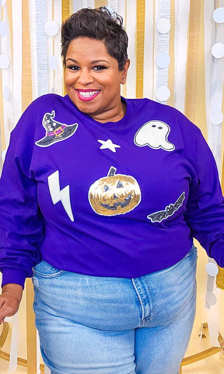 Halloween Things Sequin Graphic Long Sleeve T-Shirt