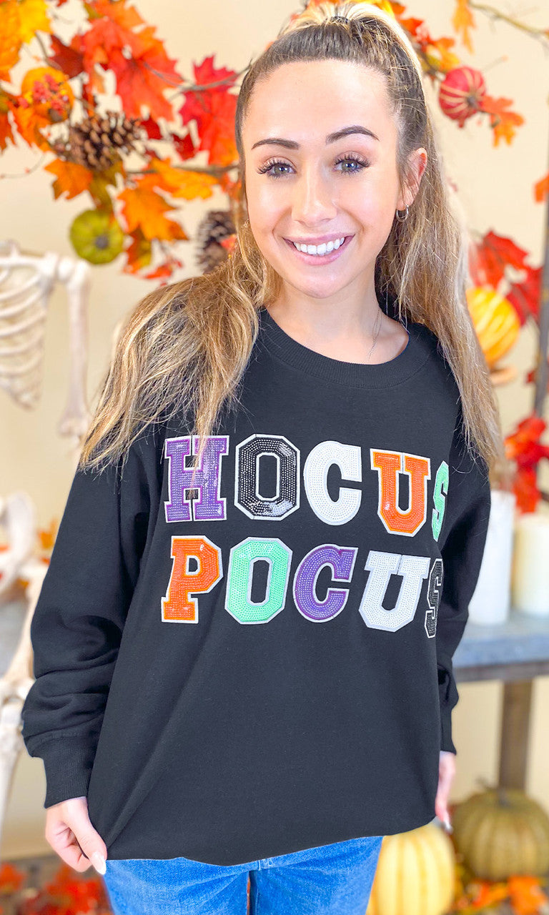 Hocus Pocus Halloween Sequin Graphic Sweatshirt