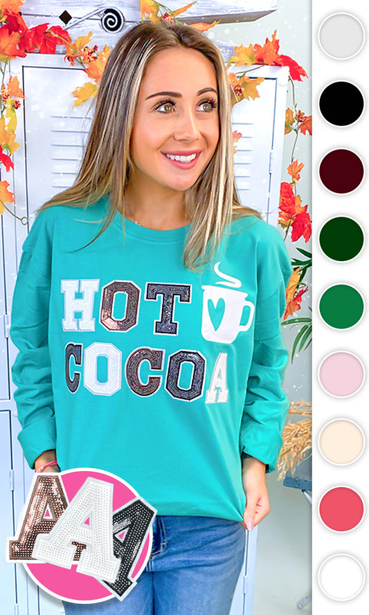 Hot Cocoa Sequin Graphic Long Sleeve T-Shirt
