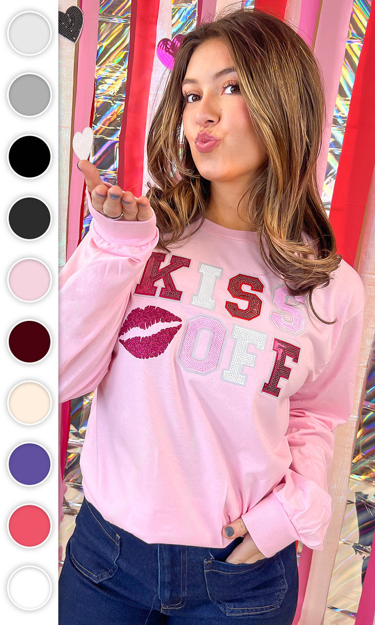 Kiss Of Valentine Sequin Graphic Long Sleeve T-Shirt