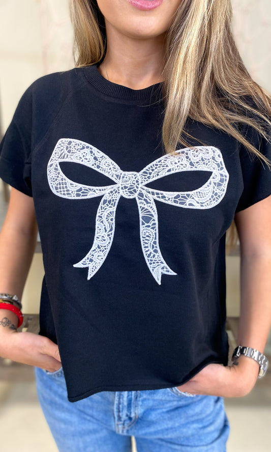Bow Lace Graphic Edgy Shirt