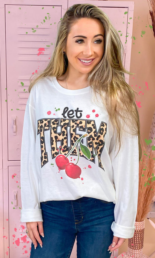 Let Them Cherries Graphic Long Sleeve T-Shirt