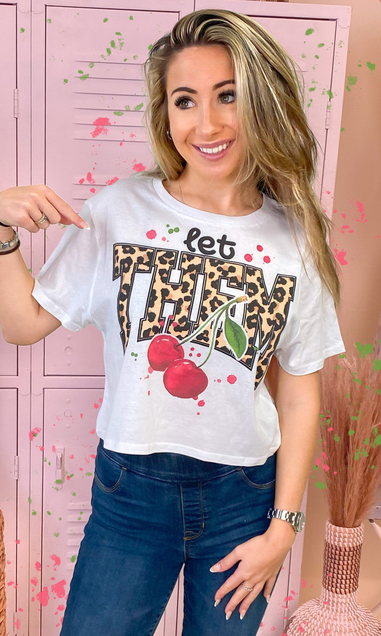 Let Them Cherries Graphic Crop Top T-Shirt