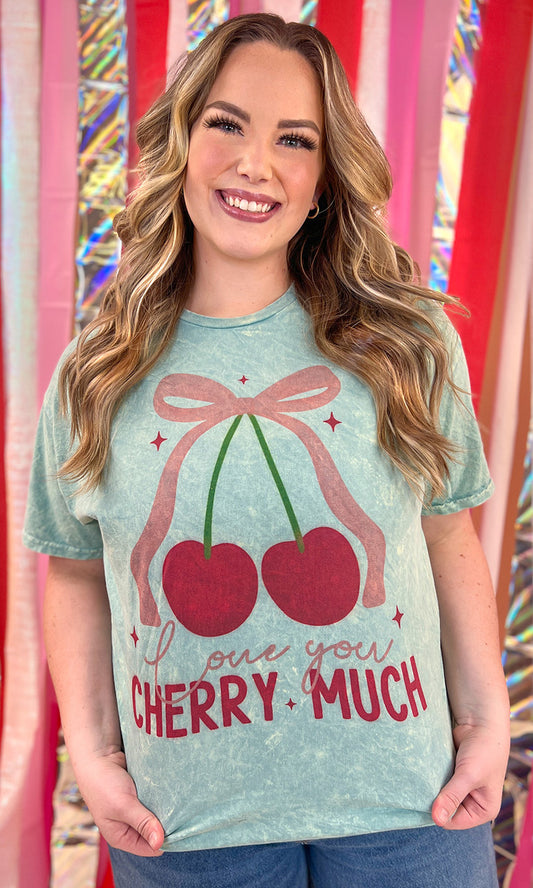 Love You Cherry Much Mineral Washed Graphic T-Shirt