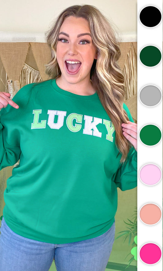 Lucky St Patricks Day Sequin Graphic Sweatshirt