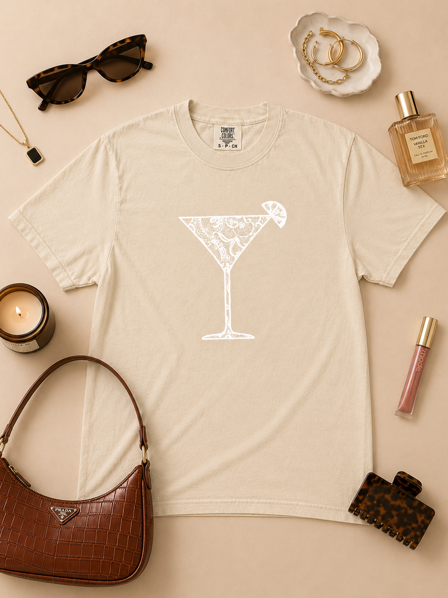 Martini Lace Graphic Comfort Color Graphic T-Shirt