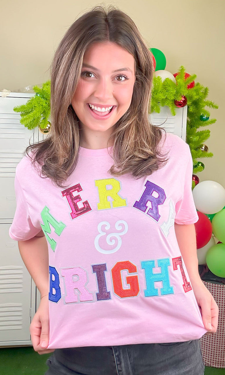 Merry and Bright Sequin Graphic T-Shirt