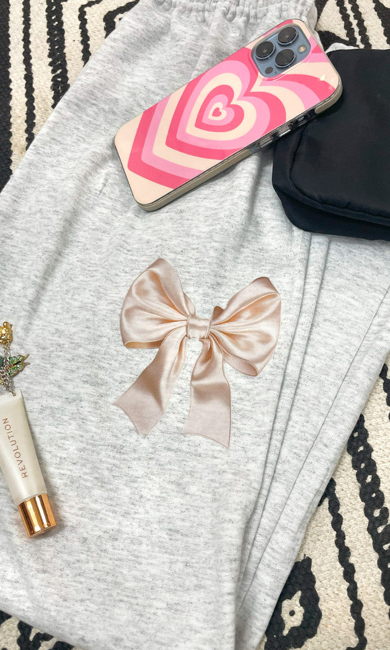Satin Bow Graphic Sweatpant